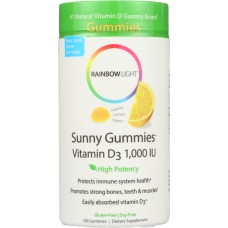 RAINBOW LIGHT: Sunny Gummies Vitamin D3 Yummy Lemon Flavor 1000 IU 100 Gummies