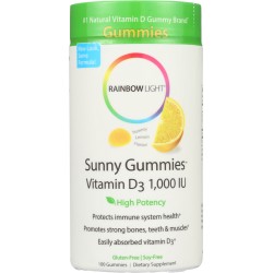 RAINBOW LIGHT: Sunny Gummies Vitamin D3 Yummy Lemon Flavor 1000 IU 100 Gummies