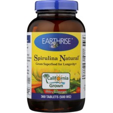 EARTHRISE: Spirulina Natural Green Super Food For Longevity 500 mg 360 Tablets