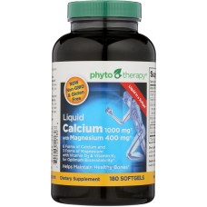 PHYTO THERAPY: Liquid Calcium 1000 Mg with Magnesium 400 Mg 180 Softgels