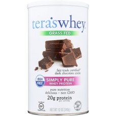 TERA'S WHEY: rBGH Free Whey Protein Fair Trade Dark Chocolate 12 oz