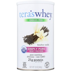 TERA'S WHEY: Grass Fed rBGH Free Whey Protein Bourbon Vanilla 12 oz