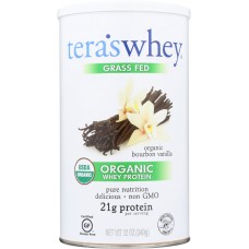 TERA'S WHEY: Grass Fed Organic Whey Protein Bourbon Vanilla 12 oz
