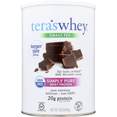 TERA'S WHEY: rBGH Free Fair Trade Certified Dark Chocolate Cocoa Whey Protein 24 oz