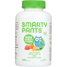 SMARTYPANTS: Kids Fiber Complete with No Sugar Added Multi + Omega 3 + Vitamin D 120 Gummies