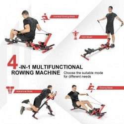 4-in-1 Folding Rowing Machine with Control Panel for Home Gym