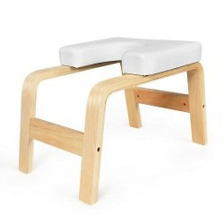 Yoga Headstand Wood Stool with PVC Pads-White - Color: White
