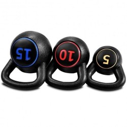3 Pieces 5 10 15lbs Kettlebell Weight Set - Color: Black