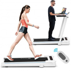 3-in-1 Folding Treadmill with Large Desk and LCD Display-White - Color: White - Size: 2-2.75 HP