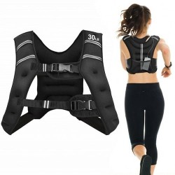 30LBS Workout Weighted Vest with Mesh Bag Adjustable Buckle - Color: Black