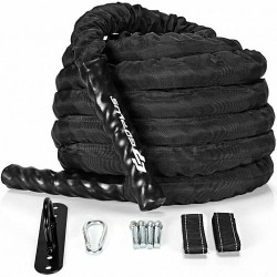 30/40/50 Feet 1.5 Inch Diameter Battle Rope with Protective Sleeve-S - Color: Black - Size: S
