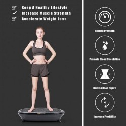 Mini Vibration Body Fitness Platform with Loop Bands-Black - Color: Black