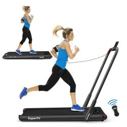 2-in-1 Folding Treadmill with Remote Control and LED Display-Black - Color: Black - Size: 2-2.75 HP