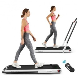 2-in-1 Folding Treadmill with Remote Control and LED Display-White - Color: White - Size: 2-2.75 HP
