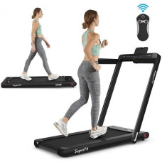2-in-1 Electric Motorized Folding Treadmill with Dual Display-Black - Color: Black - Size: 2-2.75 HP