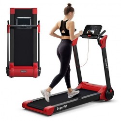 2.25 HP Electric Motorized Folding Running Treadmill Machine with LED Display-Red - Color: Red - Size: 2-2.75 HP
