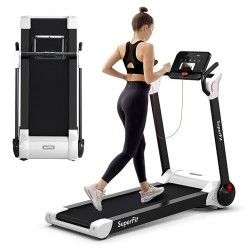 2.25 HP Electric Motorized Folding Running Treadmill Machine with LED Display-White - Color: White - Size: 2-2.75 HP