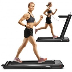 2-in-1 Folding Treadmill with Dual LED Display-Black - Color: Black - Size: 2-2.75 HP
