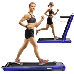 2-in-1 Folding Treadmill with Dual LED Display-Navy - Color: Navy - Size: 2-2.75 HP