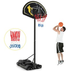 4.25-10 Feet Portable Adjustable Basketball Goal Hoop System - Color: Black