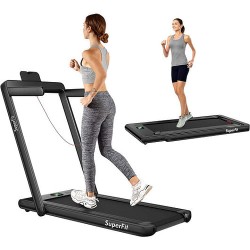 2.25HP 2 in 1 Folding Treadmill with APP Speaker Remote Control-Black - Color: Black - Size: 2-2.75 HP