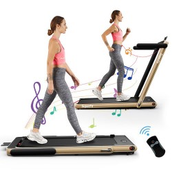 2.25HP 2 in 1 Folding Treadmill with APP Speaker Remote Control-Yellow - Color: Yellow - Size: 2-2.75 HP