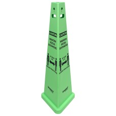 TriVu® 3 Sided Safety Sign, Social Distancing, Fluorescent Green